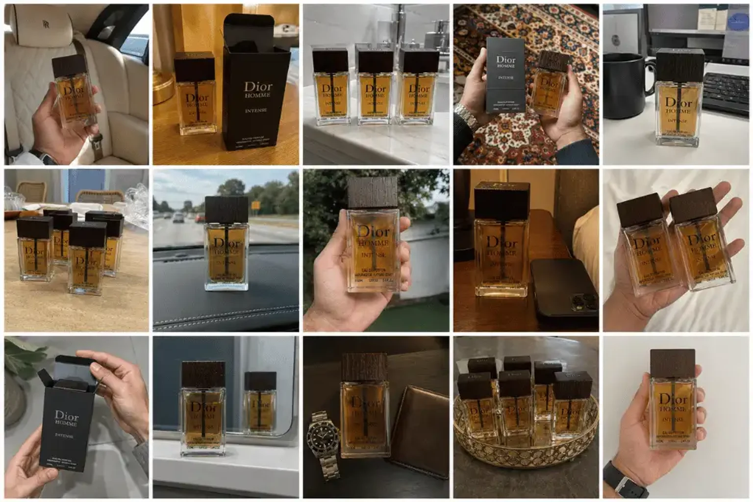 لقطات متنوعة لعطر Dior Homme Intense في تفاصيل يومية